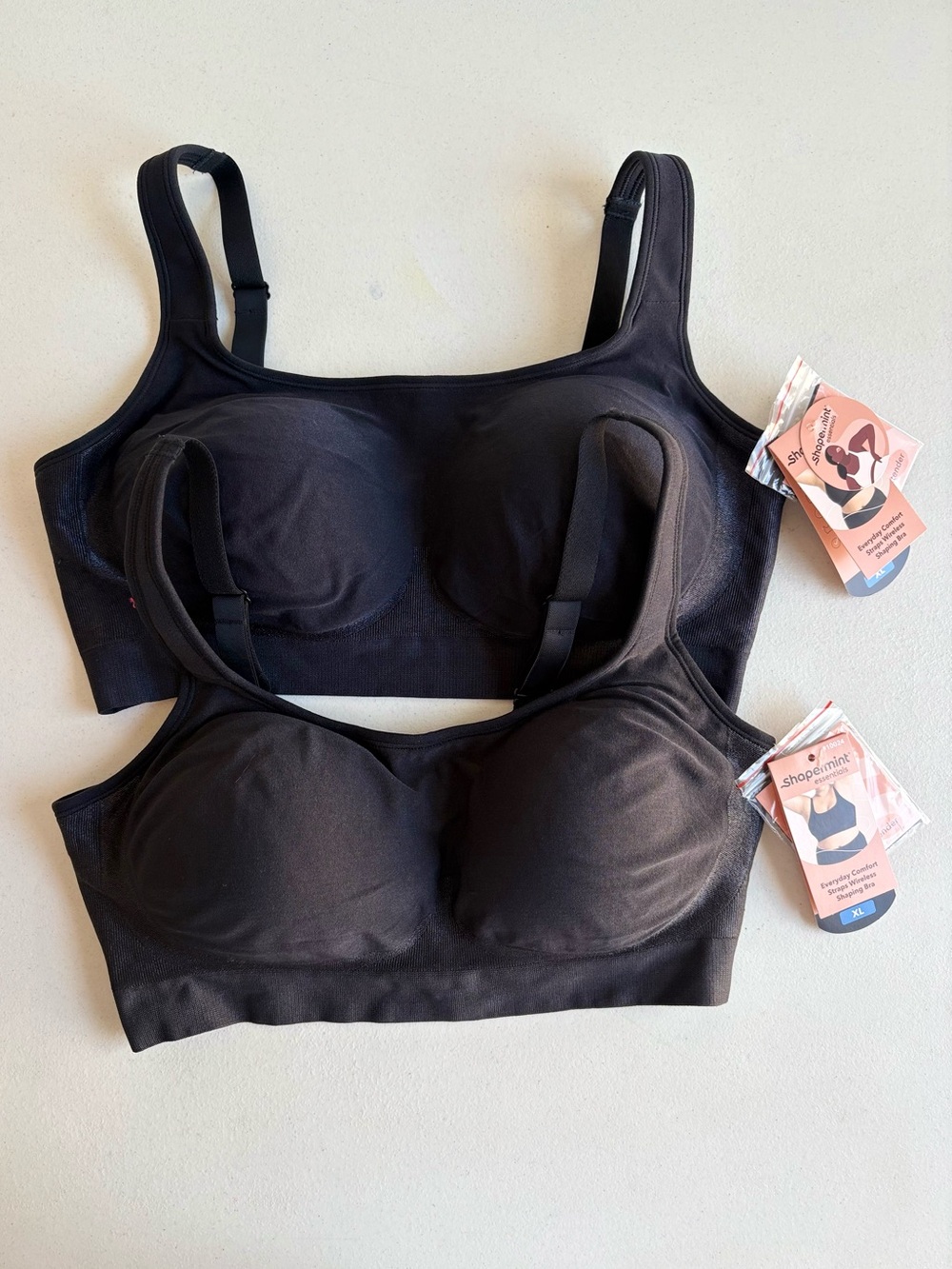 Set of 2 NEW Shapermint Essentials XL Wireless Shaping Bra Black Style 10024 NWT